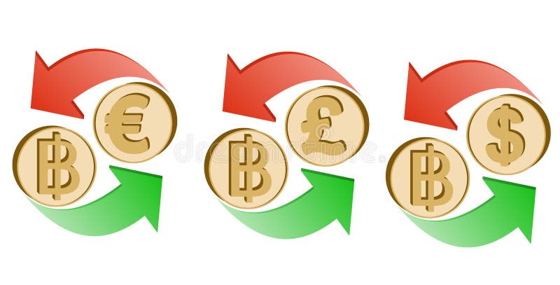 Exchange Baht To Euro Pound Sterling And Dollar Stock Vector exchange-baht-to-euro-pound-sterling-and-dollar-stock-vector