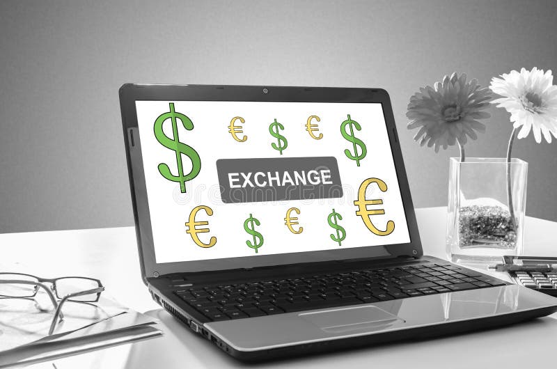 Exchange Concept on a Laptop Screen Stock Image Image of banking