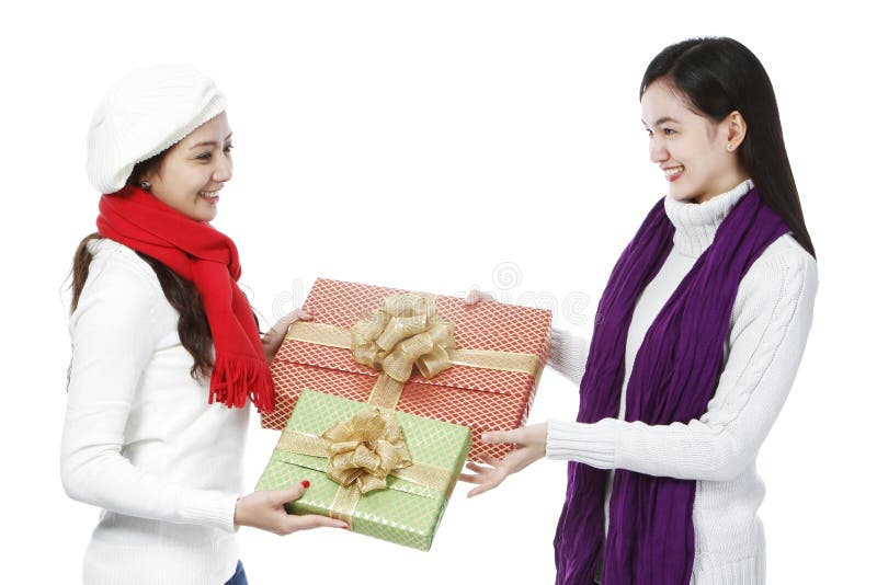 Exchange of Gifts stock image. Image of presents, female 26866251