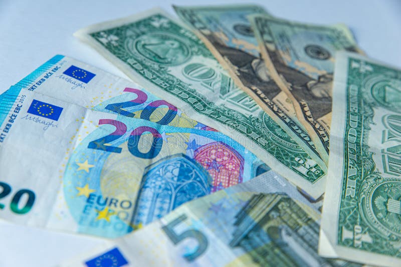 Exchange Rate between Euro and Dollar, Euro Vs Dollar Stock Photo