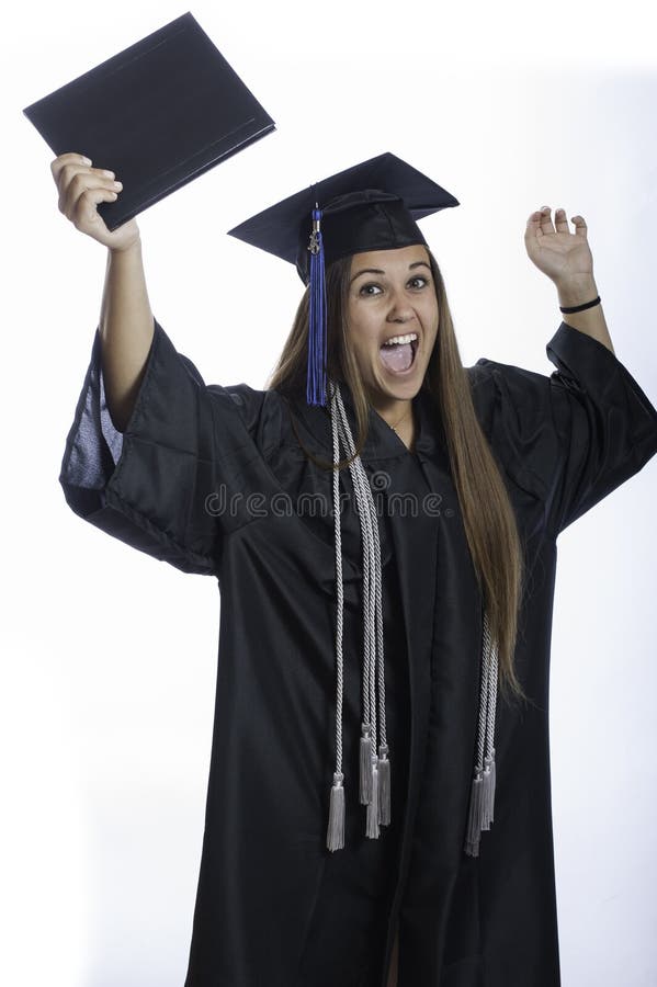 Excited with graduation stock image. Image of girl, smiling - 112283837