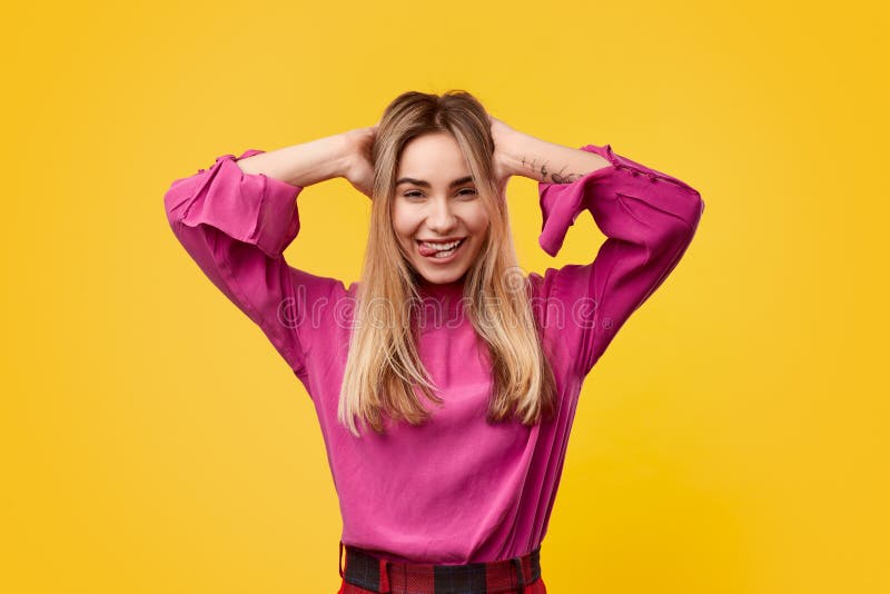 Crazy young woman rumpling hair royalty free stock photos Crazy young woman rumpling hair royalty free stock photos