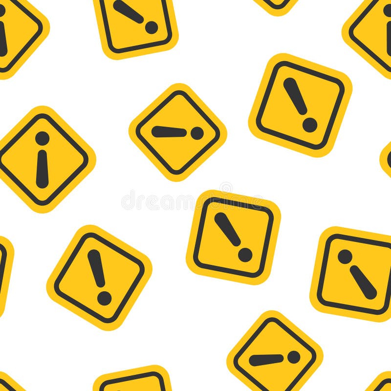 Exclamation mark icon seamless pattern background. Danger alarm vector illustration on white isolated background. Caution risk stock illustration Exclamation mark icon seamless pattern background. Danger alarm vector illustration on white isolated background. Caution risk stock illustration