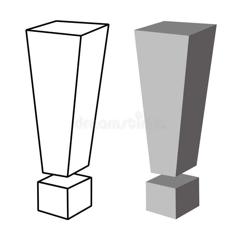 The exclamation mark in the isometric vector illustration
