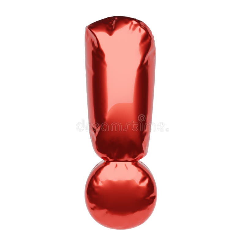 Exclamation mark made of red balloon isolated on white. 3D rendering illustration royalty free illustration