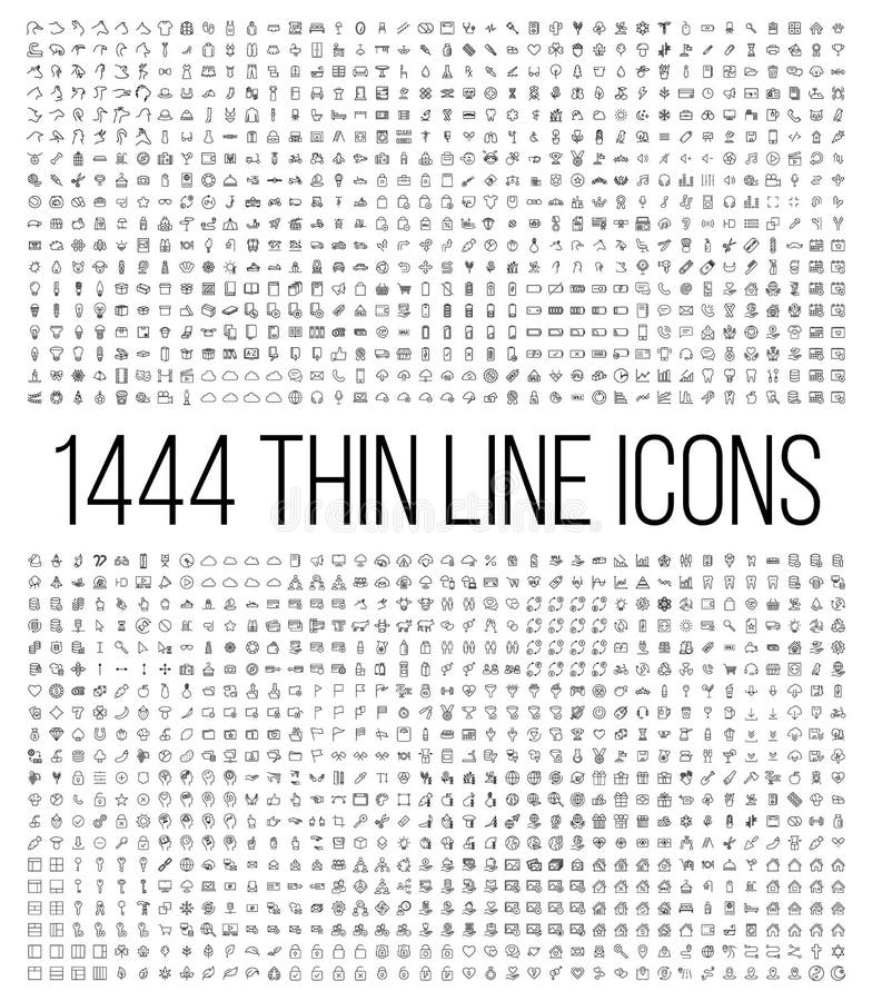 Exclusieve 1444 dunne geplaatste lijnpictogrammen