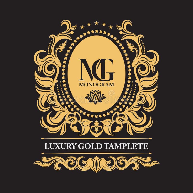 Exclusive leafy vintage ornament. Luxury golden pattern. Elements of the logo. Gold decorative frame. Vector logo monogram.