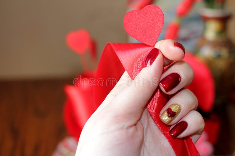 Exclusive manicure and composition for Valentine`s day.