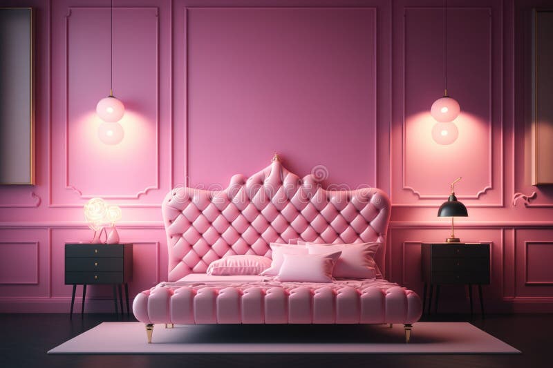 Exclusive Modern Bed and Bedroom, Generated Ai Stock Illustration