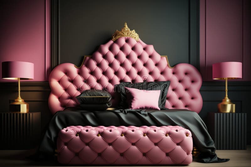 Exclusive Modern Bed and Bedroom, Generated Ai Stock Illustration