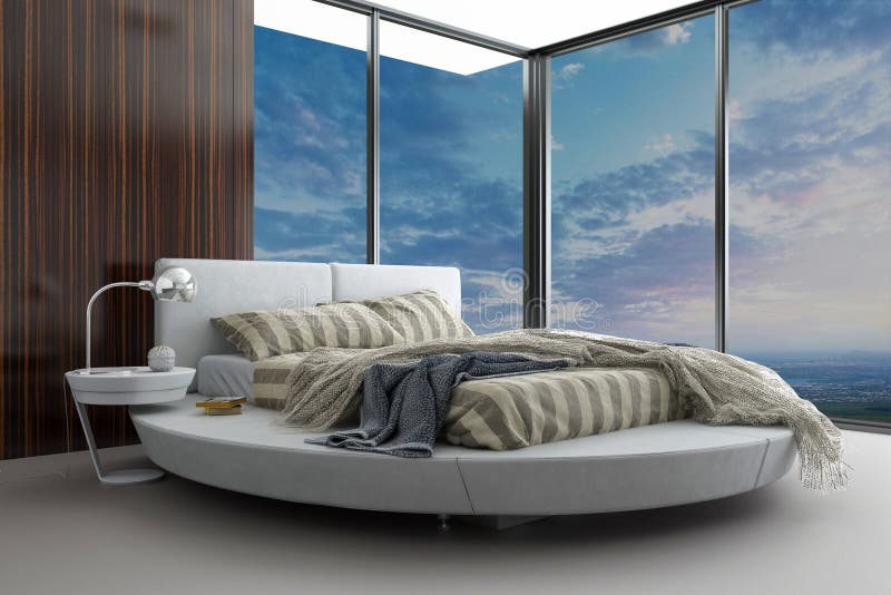 Exclusive Modern Design Bedroom with Aerial View Stock Illustration