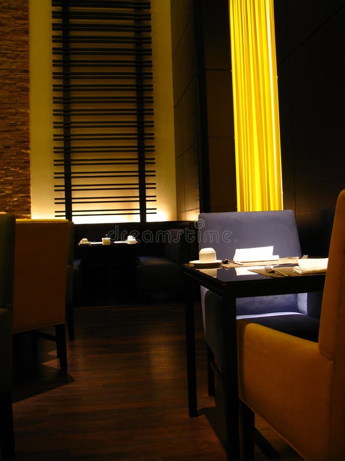 Exclusive restaurant design with mood lighting.