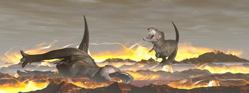 Exctinction del dinosaurio del tiranosaurio - 3D rinden
