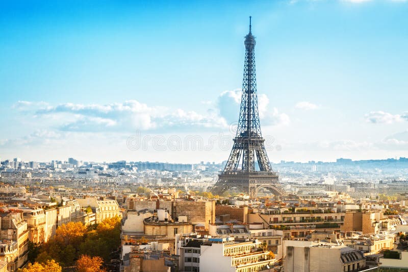 Torre Eiffel e paisagem urbana de Paris fotos de stock