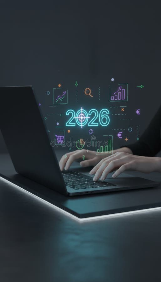 Executive analyzing business strategy and future goals for 2026 vector illustration