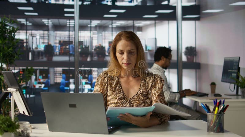 Executive assistant at a multinational company work on next big business project royalty free stock photography