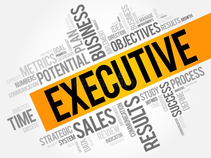 Executive Word Cloud Concept On Grey Background Stock Photo Image of