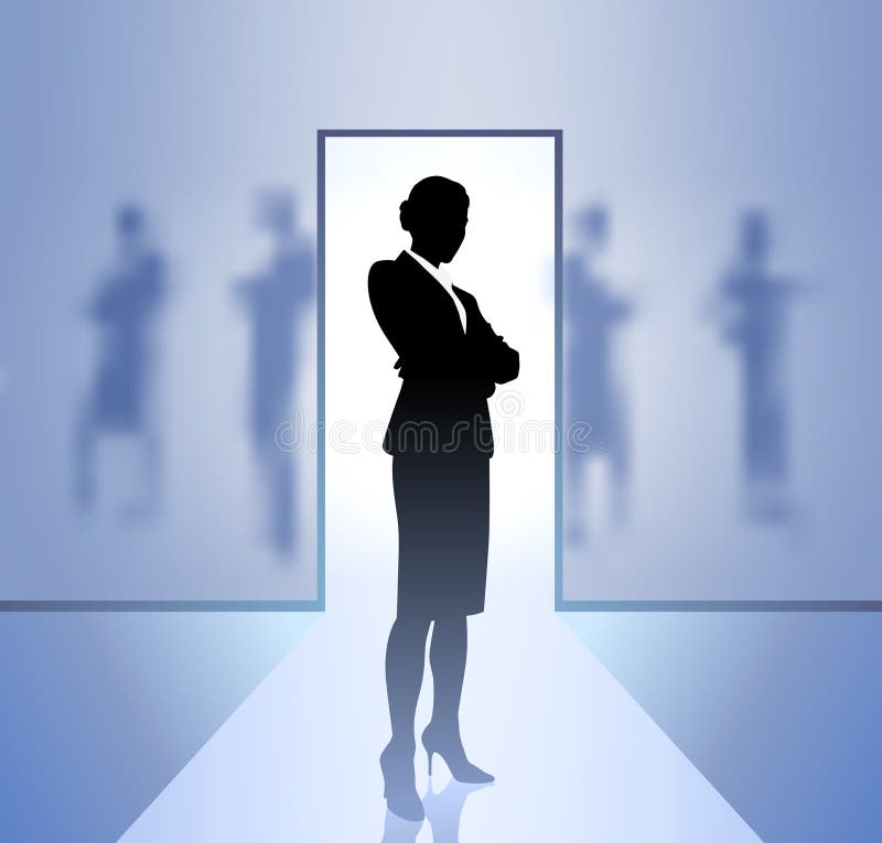 Executivo da mulher de negócios no foco ilustração royalty free Executivo da mulher de negócios no foco ilustração royalty free