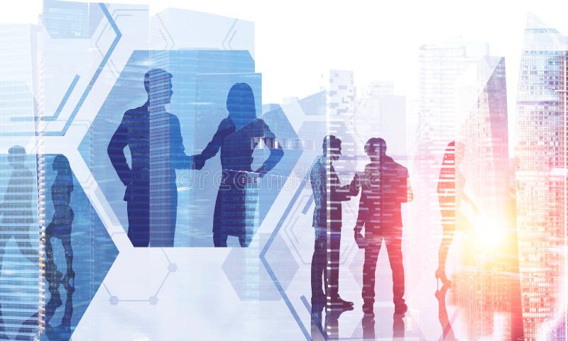 Executivos que trabalham na cidade da manhã ilustração do vetor Executivos que trabalham na cidade da manhã ilustração do vetor