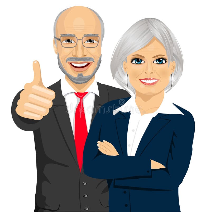 Executivos superiores dos sócios que estão junto com os braços cruzados ilustração stock Executivos superiores dos sócios que estão junto com os braços cruzados ilustração stock