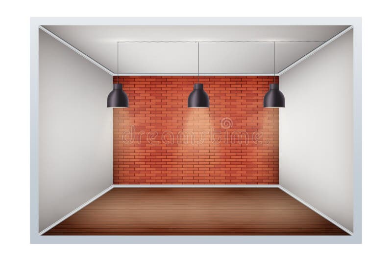 Exemplo da sala vazia com parede de tijolo ilustração stock Exemplo da sala vazia com parede de tijolo ilustração stock