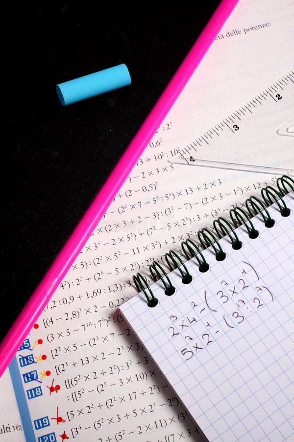 Exercise book and school accessories royalty free stock image Exercise book and school accessories royalty free stock image