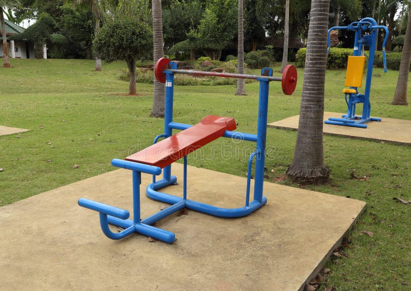 Exercise Equipment in Public Park Stock Image Image of health