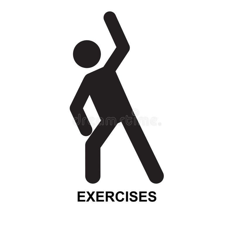 Exercise icon. The black exercise symbol isolated on background stock illustration