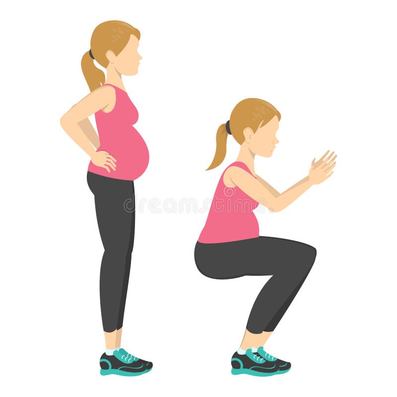 Exercise for pregnant woman. Sport during pregnancy. Idea of active and  healthy lifestyle. Squat. 25767975 Vector Art at Vecteezy