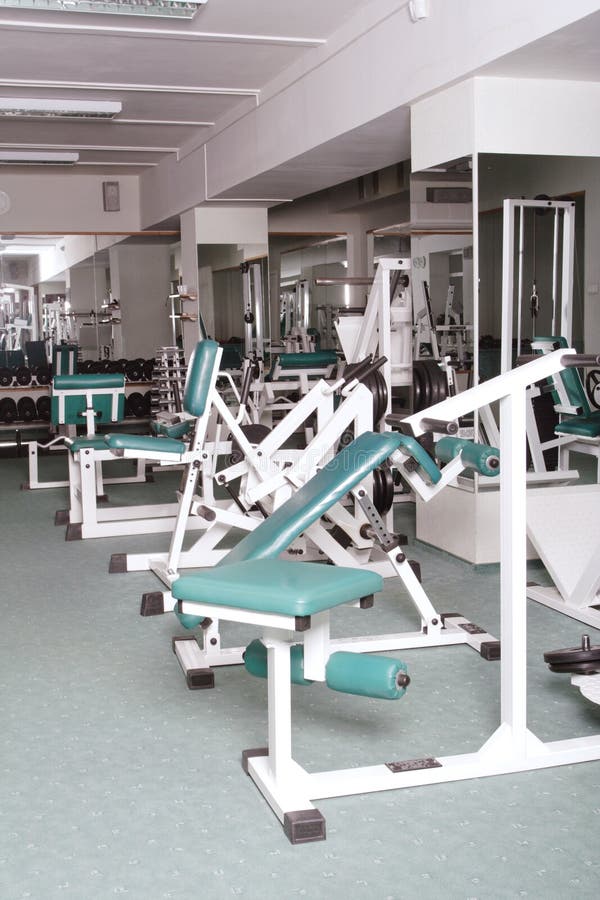 Exercise room and equipment royalty free stock photos