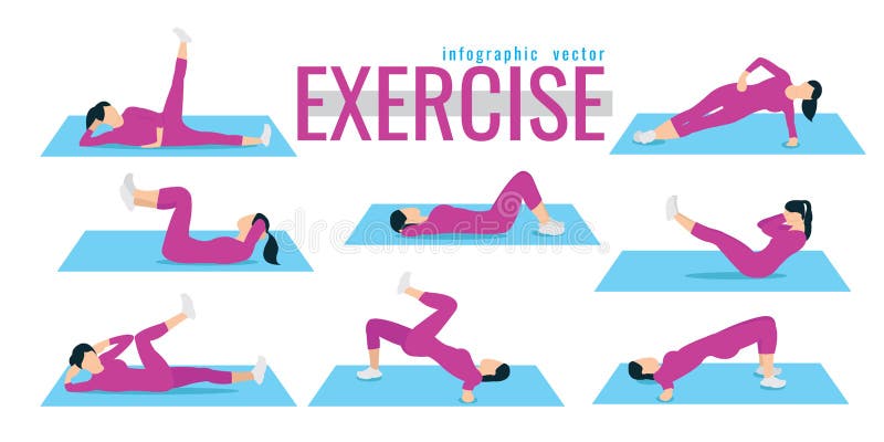Exercises. slim woman in costume doing fitness workout. Active a royalty free illustration