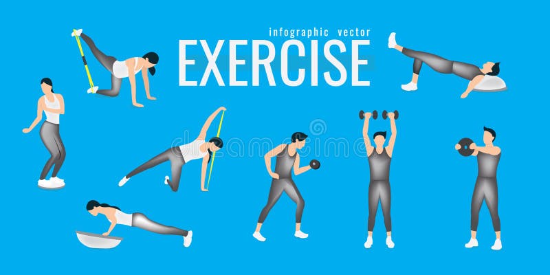 Exercises. slim woman in costume doing fitness workout. Active a stock illustration