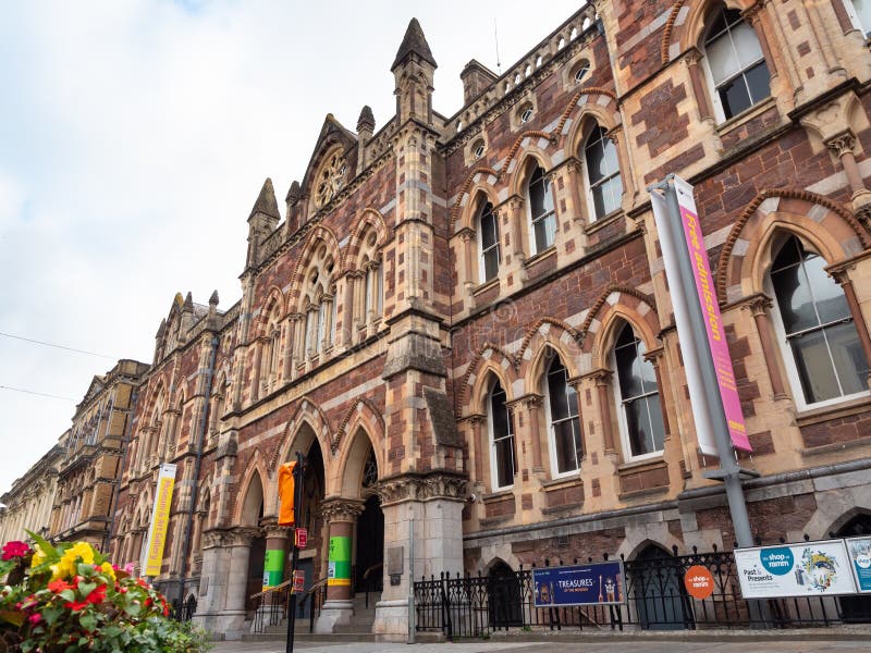 EXETER, DEVON, UK - August 6 2021: Royal Albert Memorial Museum and Art Gallery on Queen Street.  Main entrance