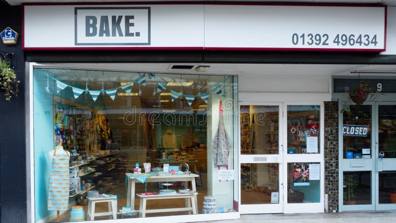 EXETER, DEVON, UK - January 29 2020: BAKE. baking specialist shop front on Paris Street stock photos EXETER, DEVON, UK - January 29 2020: BAKE. baking specialist shop front on Paris Street stock photos