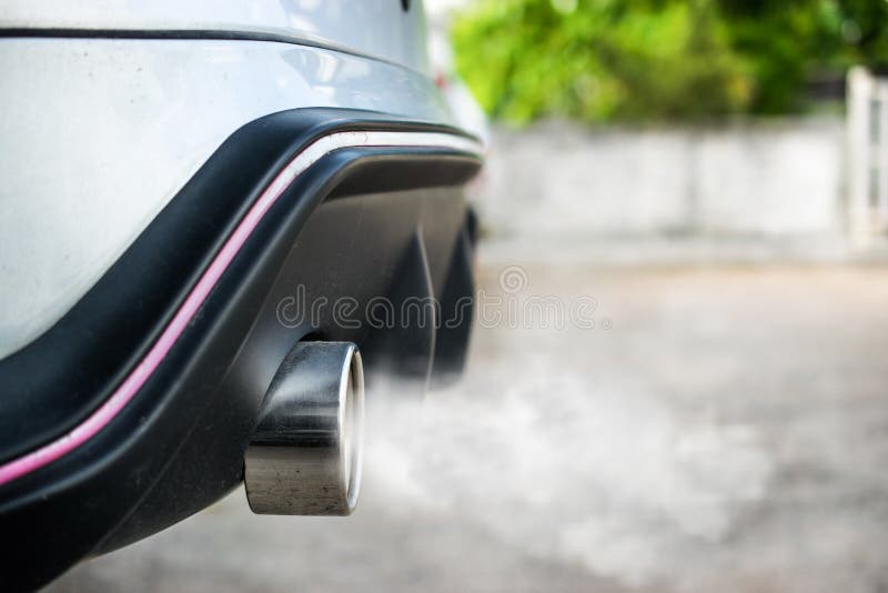 Car Exhaust Pipe Comes Out Strongly of Smoke, Air Pollution Concept ...