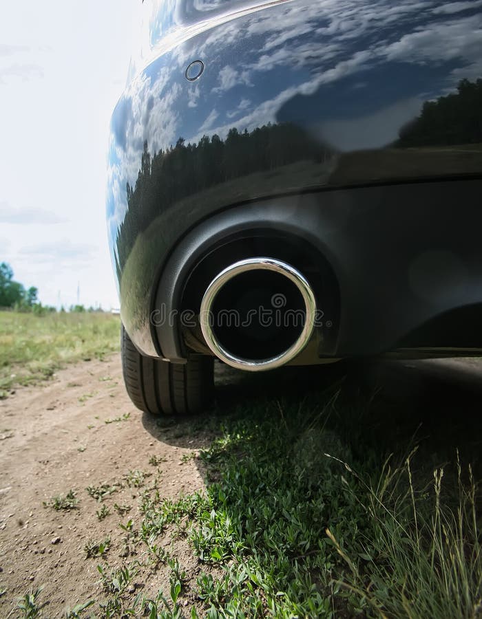 Exhaust Pipe and Back Part of Car Stock Photo Image of metallic