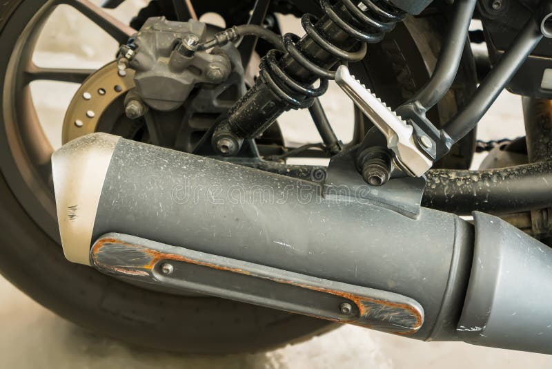 Exhaust pipe of big bike stock photo. Image of sport 233666184