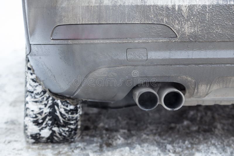 Exhaust Pipe Car Smoke Winter Stock Photo Image of pollution, dirty