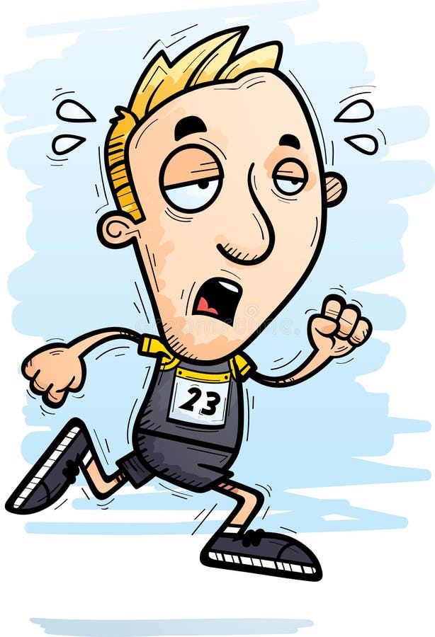 Exhausted Cartoon Track Athlete