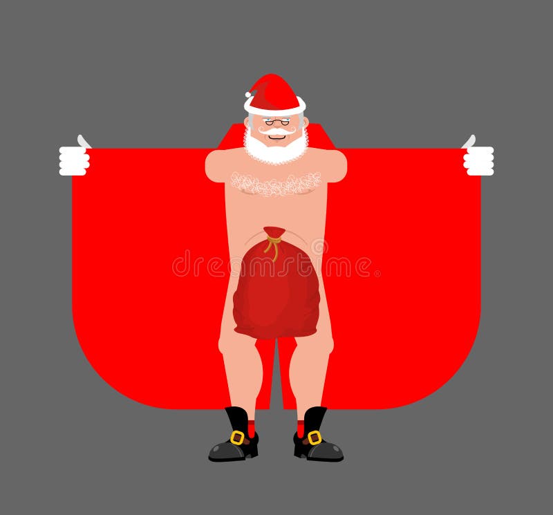 Exhibicionista de Santa Claus y bolso rojo aislados Navidad ilustración del vector Exhibicionista de Santa Claus y bolso rojo aislados Navidad ilustración del vector