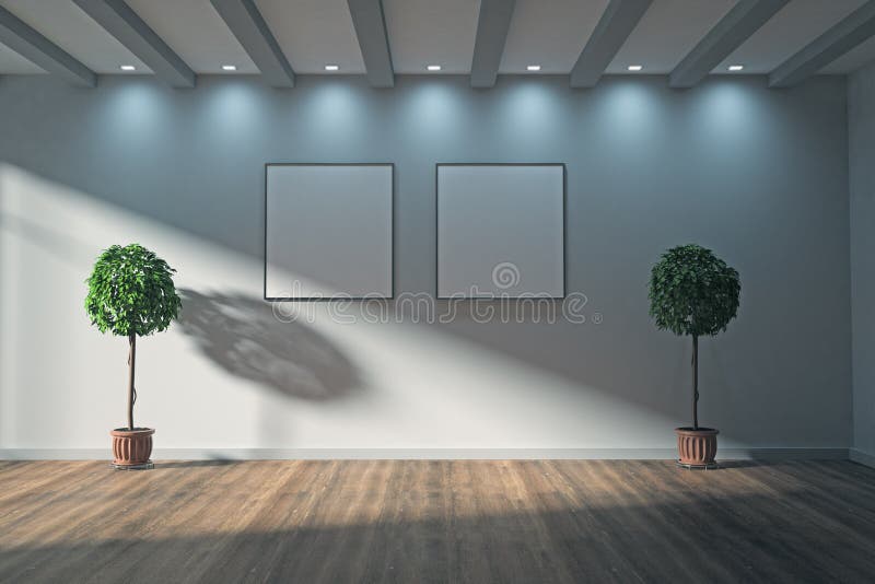 Download Exhibition Hall With Empty Banners Stock Illustration - Illustration of background, billboard ...