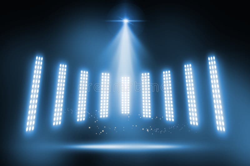 Exibição de luz azul no palco. ilustrador