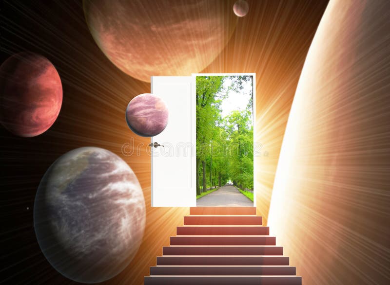 Door open in the alien world. Door open in the alien world