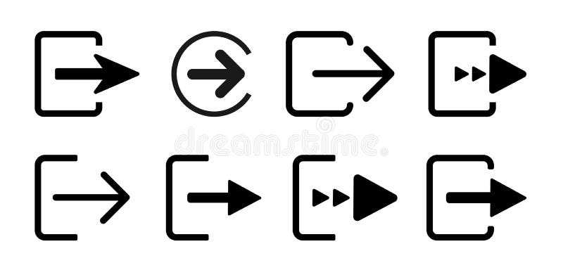 Exit Icon Set Vector Sign In White Background stock illustration