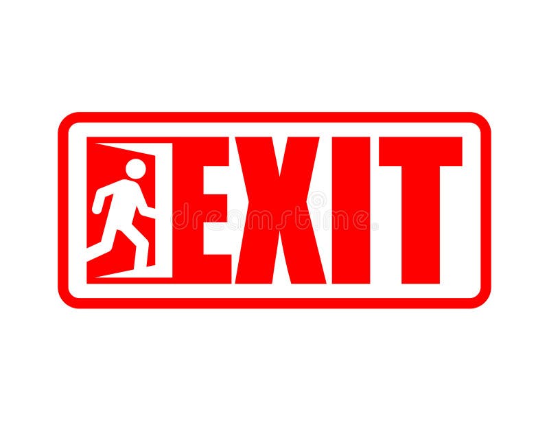 Exit Sign Evacuation Icon. Man Exiting Door Symbol Stock Vector