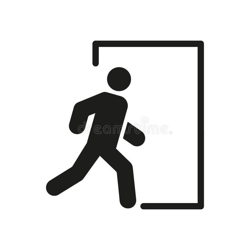 Exit Sign With Running Figure Solid Icon. Emergency Evacuation, Safety Guideline, And Quick Escape Route Silhouette royalty free illustration