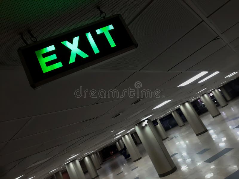 Exit sign - University Passage - downtown Bucharest royalty free stock image