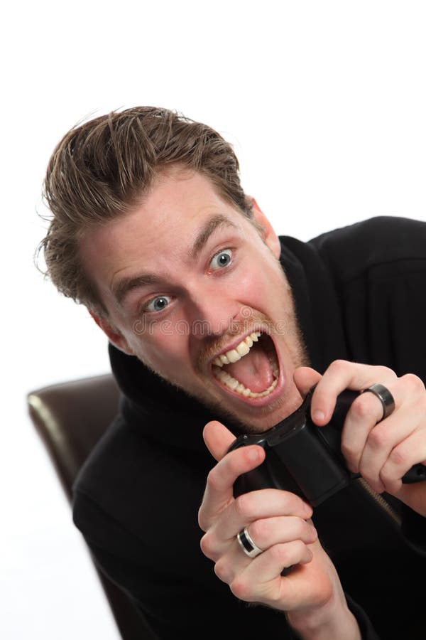 Exited videogamer royalty free stock photos