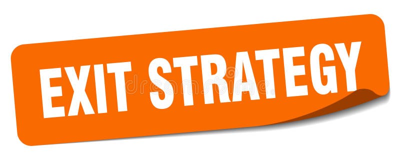 Exitstrategiskt dekal. slutstrategietikett royaltyfri illustrationer