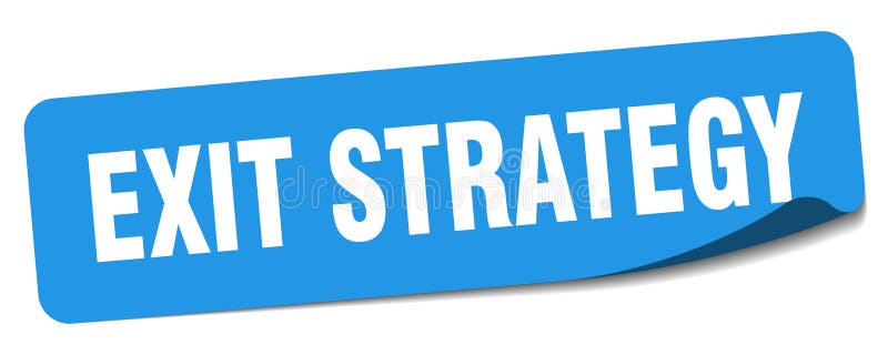 Exitstrategiskt dekal. slutstrategietikett royaltyfri illustrationer